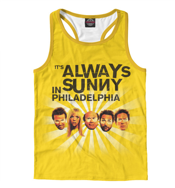 Мужская майка-борцовка с изображением В Филадельфии всегда солнечно цвета Белый