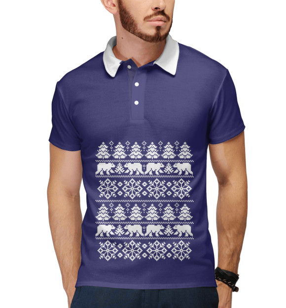 Мужское поло с изображением Север цвета Белый