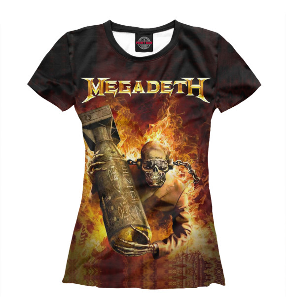 Женская футболка с изображением Megadeth цвета Белый