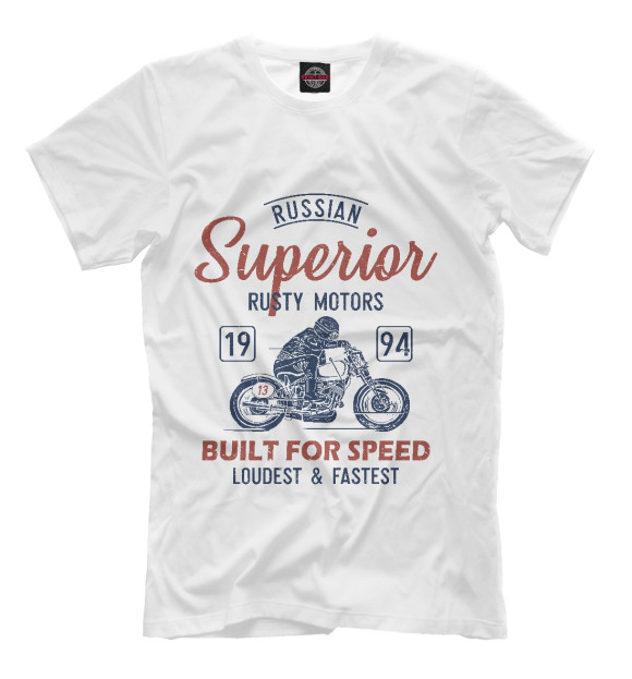 Мужская футболка с изображением Russian superior motors цвета Белый