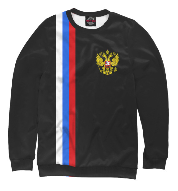 Женский свитшот с изображением Флаг и герб России / Line Collection цвета Белый