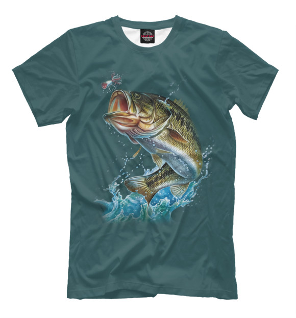 Мужская футболка с изображением Рыба цвета Серый