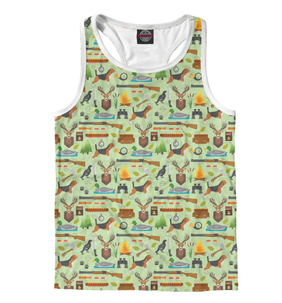 Мужская майка-борцовка с изображением Охотник цвета Белый