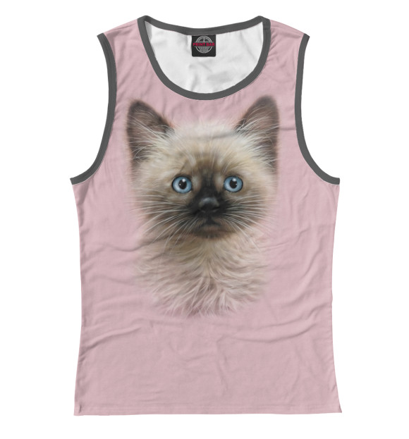 Женская майка с изображением Котенок цвета Белый