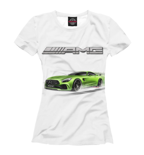 Женская футболка с изображением AMG GT3 цвета Белый