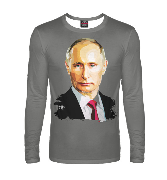 Мужской лонгслив с изображением Путин В.В. цвета Белый