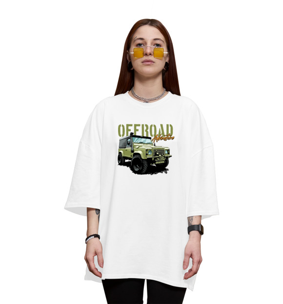 Женская футболка оверсайз с изображением Offroad Adventure цвета Белый