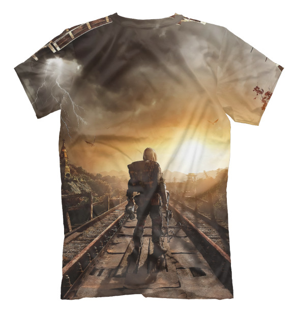 Мужская футболка с изображением Metro 2033 постапокалипсис цвета Белый