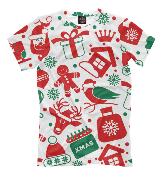 Мужская футболка с изображением Подарки цвета Молочно-белый