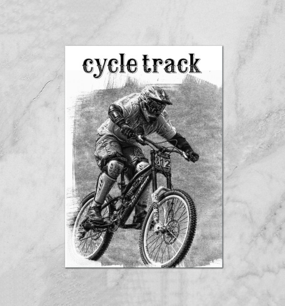 Плакат с изображением Велосипедист цвета Белый