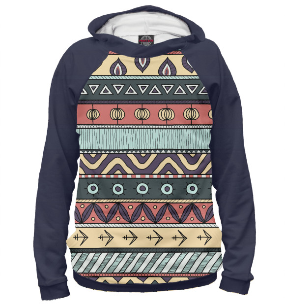 Женское худи с притом Ацтек цвета Белый Женское худи с изображением Ацтек цвета Белый