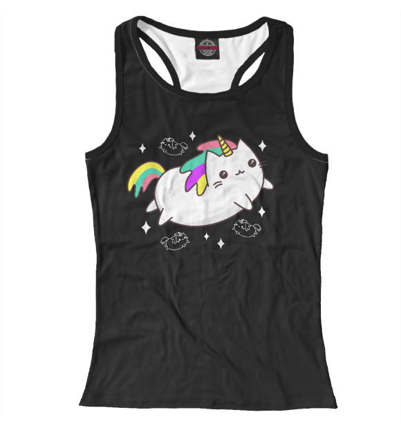 Женская майка-борцовка с изображением Caticorn цвета Белый