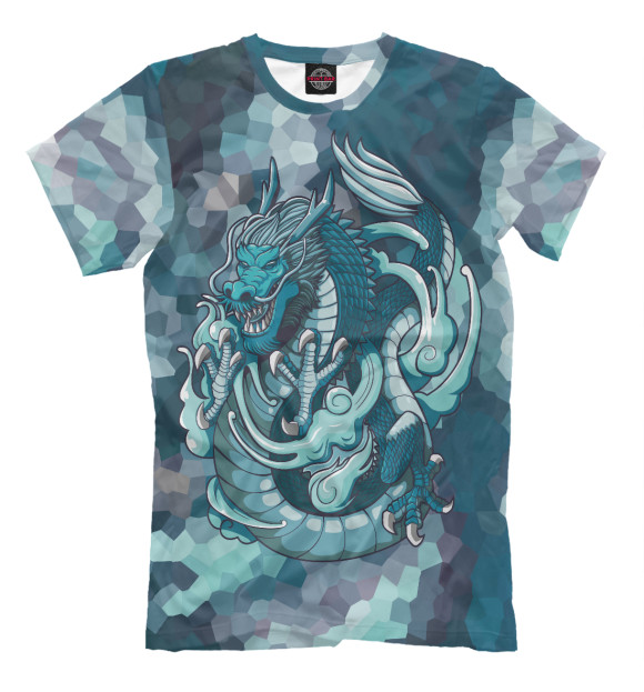 Мужская футболка с изображением Морской дракон-монстр цвета Белый
