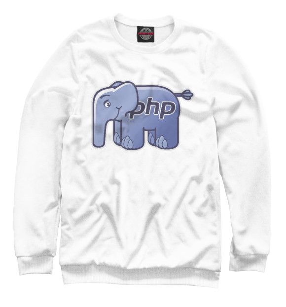 Свитшот для девочек с изображением Php elephant цвета Белый