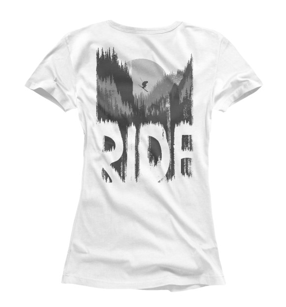 Женская футболка с изображением Ride ski цвета Белый