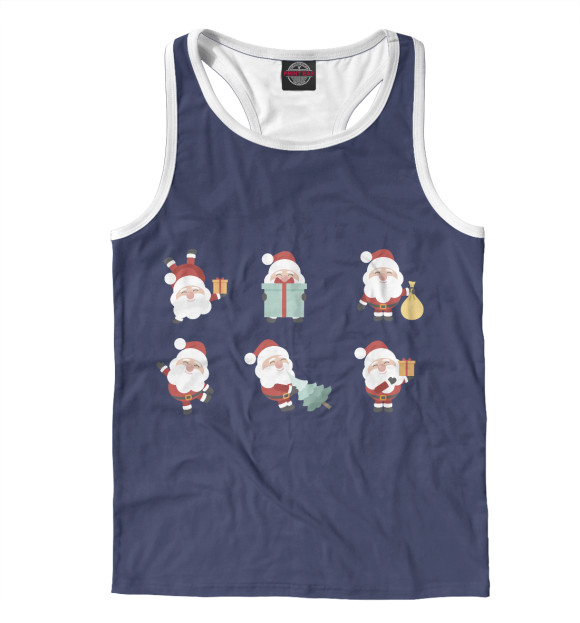 Мужская майка-борцовка с изображением Санты Клаусы цвета Белый