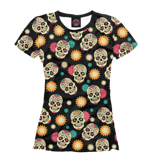 Футболка для девочек с изображением День мёртвых, Мексика цвета Белый