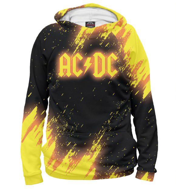 Мужское худи с изображением AC/DC цвета Белый