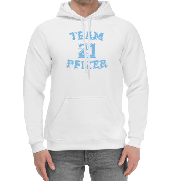 Мужской хлопковый худи с изображением Team Pfizer цвета Белый