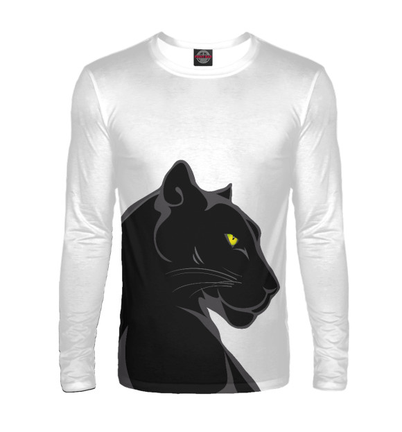 Мужской лонгслив с изображением Чёрная пантера цвета Белый