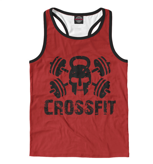 Мужская майка-борцовка с притом Crossfit Skull цвета Белый Мужская майка-борцовка с изображением Crossfit Skull цвета Белый