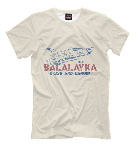 Мужская футболка с изображением Миг-21 Балалайка цвета Белый