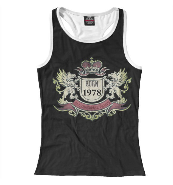 Женская майка-борцовка с изображением BORN 1978 цвета Белый