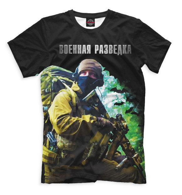 Мужская футболка с изображением Военная разведка цвета Черный