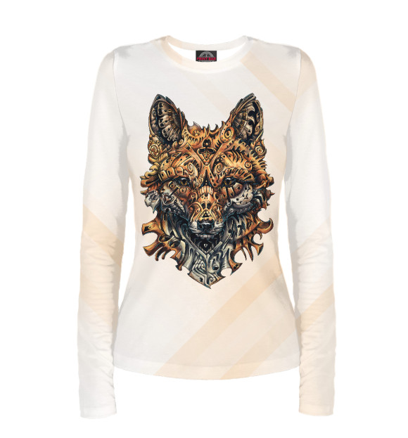 Женский лонгслив с изображением Лиса цвета Белый