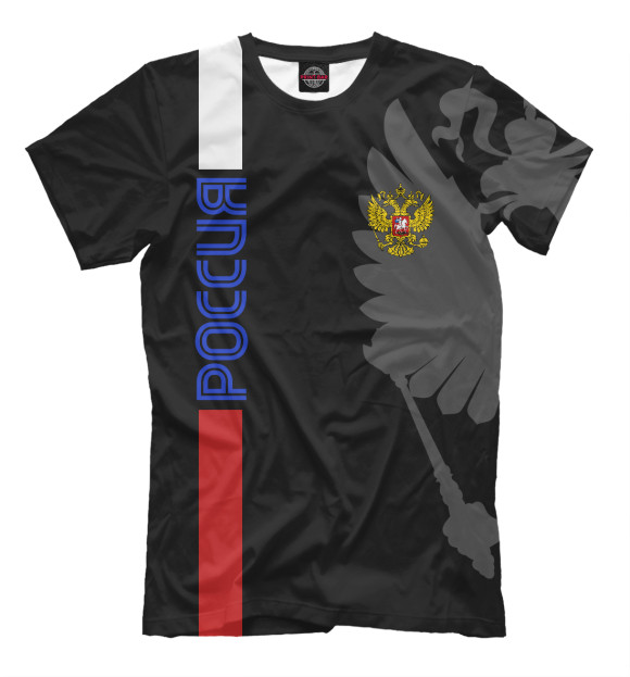 Мужская футболка с изображением Россия цвета Черный