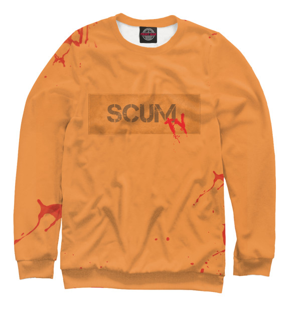 Мужской свитшот с притом SCUM цвета Белый Мужской свитшот с изображением SCUM цвета Белый