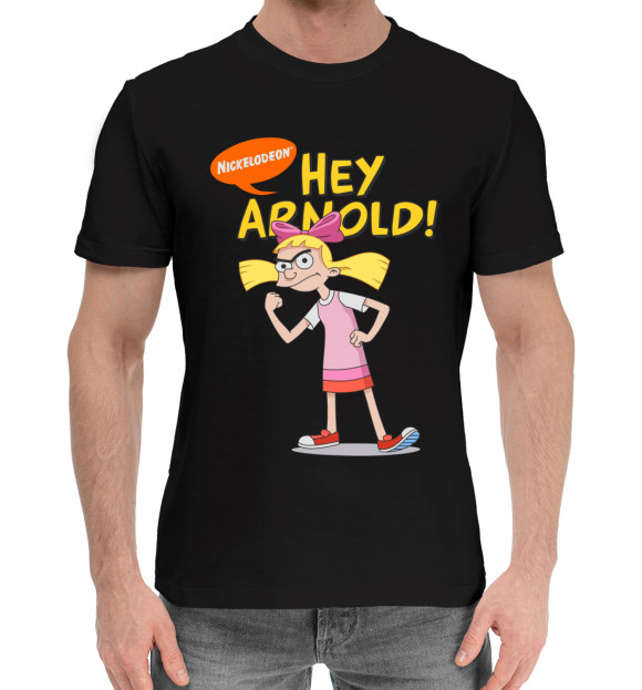 Мужская хлопковая футболка с изображением Hey, Arnold! цвета Черный