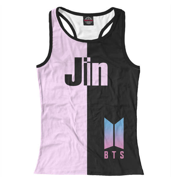 Женская майка-борцовка с изображением BTS Jin цвета Белый