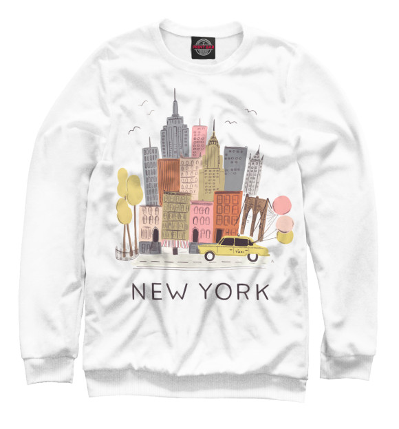 Мужской свитшот с изображением Нью-Йорк цвета Белый