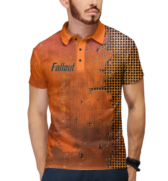 Мужское поло с изображением Rifle Fallout цвета Белый