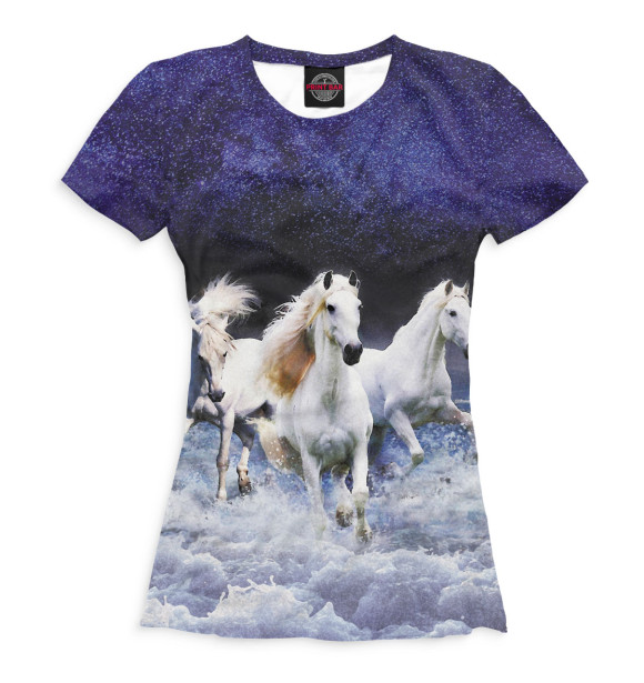 Женская футболка с изображением Лошади цвета Белый