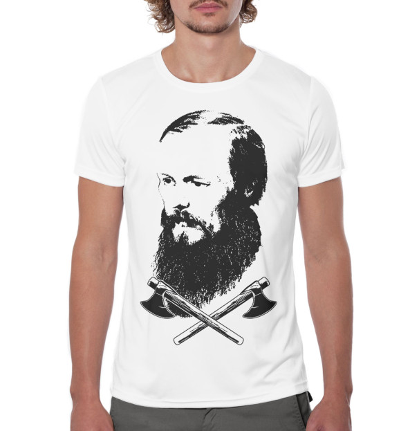 Мужская футболка с изображением Федор Достоевский цвета Белый
