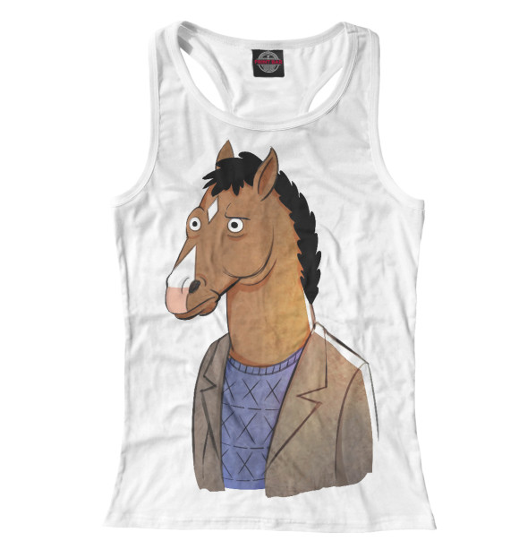 Женская майка-борцовка с изображением Конь БоДжек цвета Белый