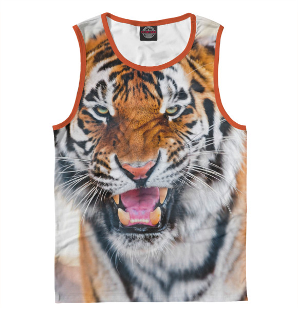 Мужская майка с притом Тигр цвета Белый Мужская майка с изображением Тигр цвета Белый