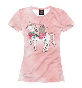 Женская футболка Pusheen на Единороге