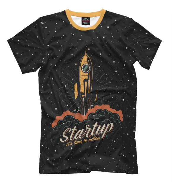 Мужская футболка с изображением Startup Space цвета Черный