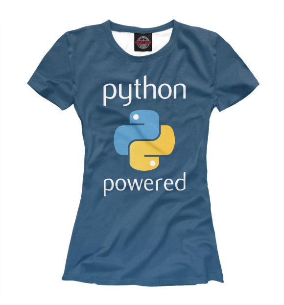 Футболка для девочек с изображением Python Powered цвета Белый