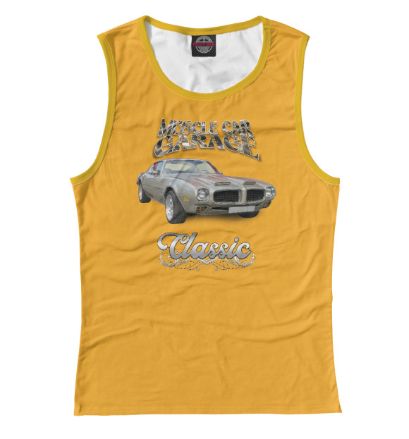 Майка для девочки с изображением Серый Muscle car на жёлтом фоне цвета Белый