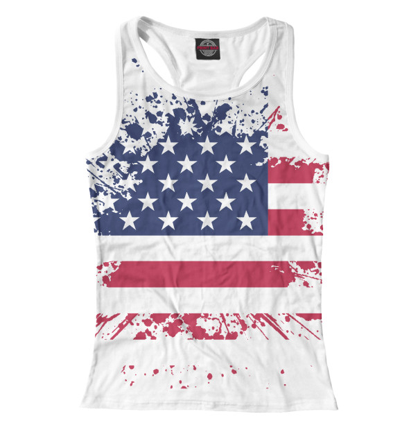 Женская майка-борцовка с притом USA цвета Белый Женская майка-борцовка с изображением USA цвета Белый