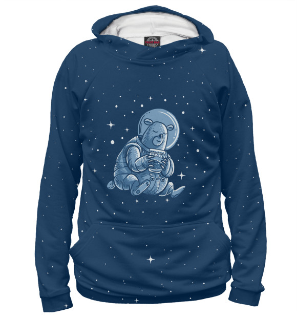 Женское худи с изображением Sleeping Space Bear цвета Белый