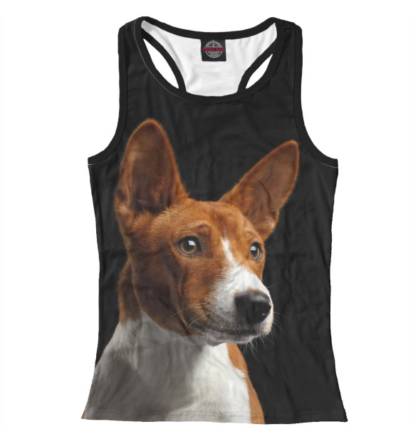 Женская майка-борцовка с изображением Собака цвета Белый