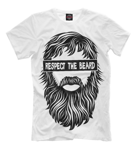 Мужская футболка с изображением Уважай Бороду цвета Молочно-белый