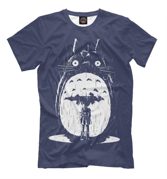 Мужская футболка с изображением Totoro in Rain цвета Серый