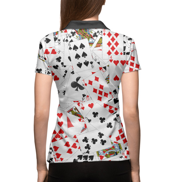 Женское поло с изображением Игральные карты цвета Белый