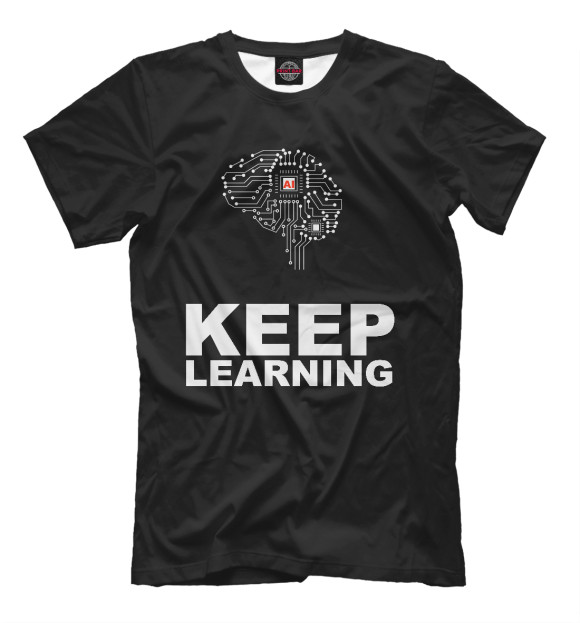 Мужская футболка с изображением AI – Keep learning цвета Черный